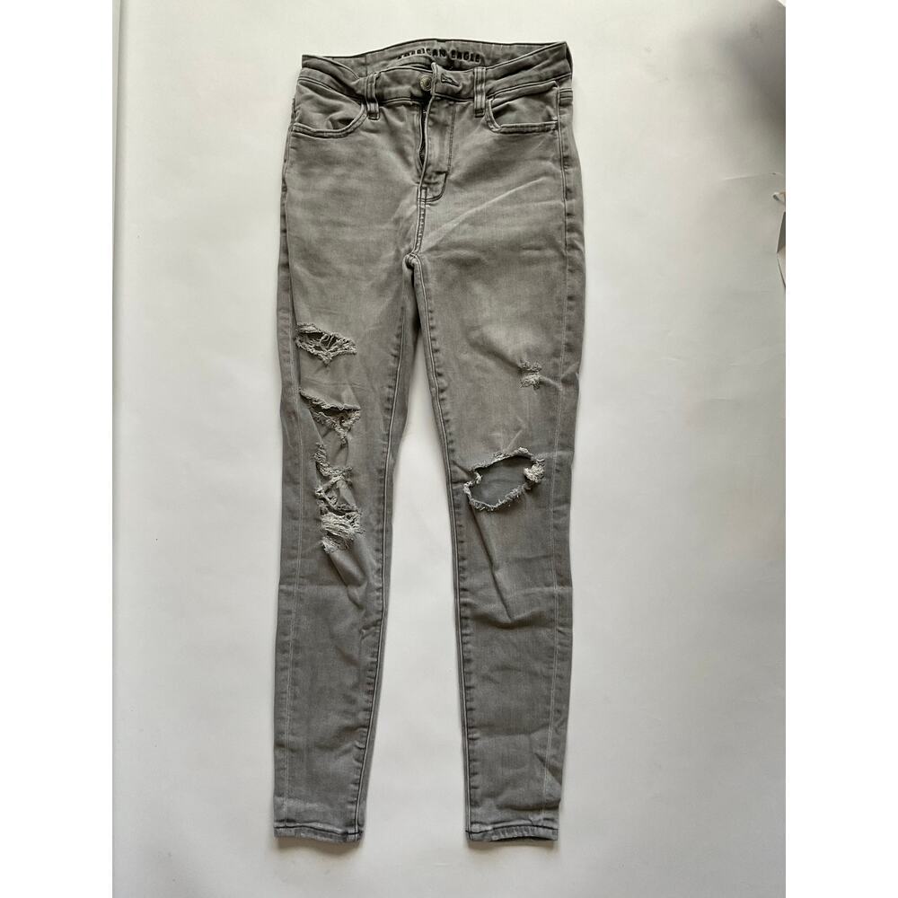American Eagles Size 2 Short Hi Rise Jegging Distressed Jeans‎ Gray